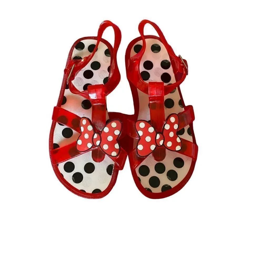 Disney Minnie, mouse, jelly, red and white open toed sandals, size 1
